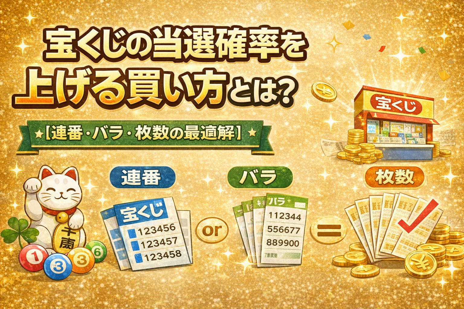 宝くじの当選確率を上げる買い方とは？連番・バラ・枚数の最適解