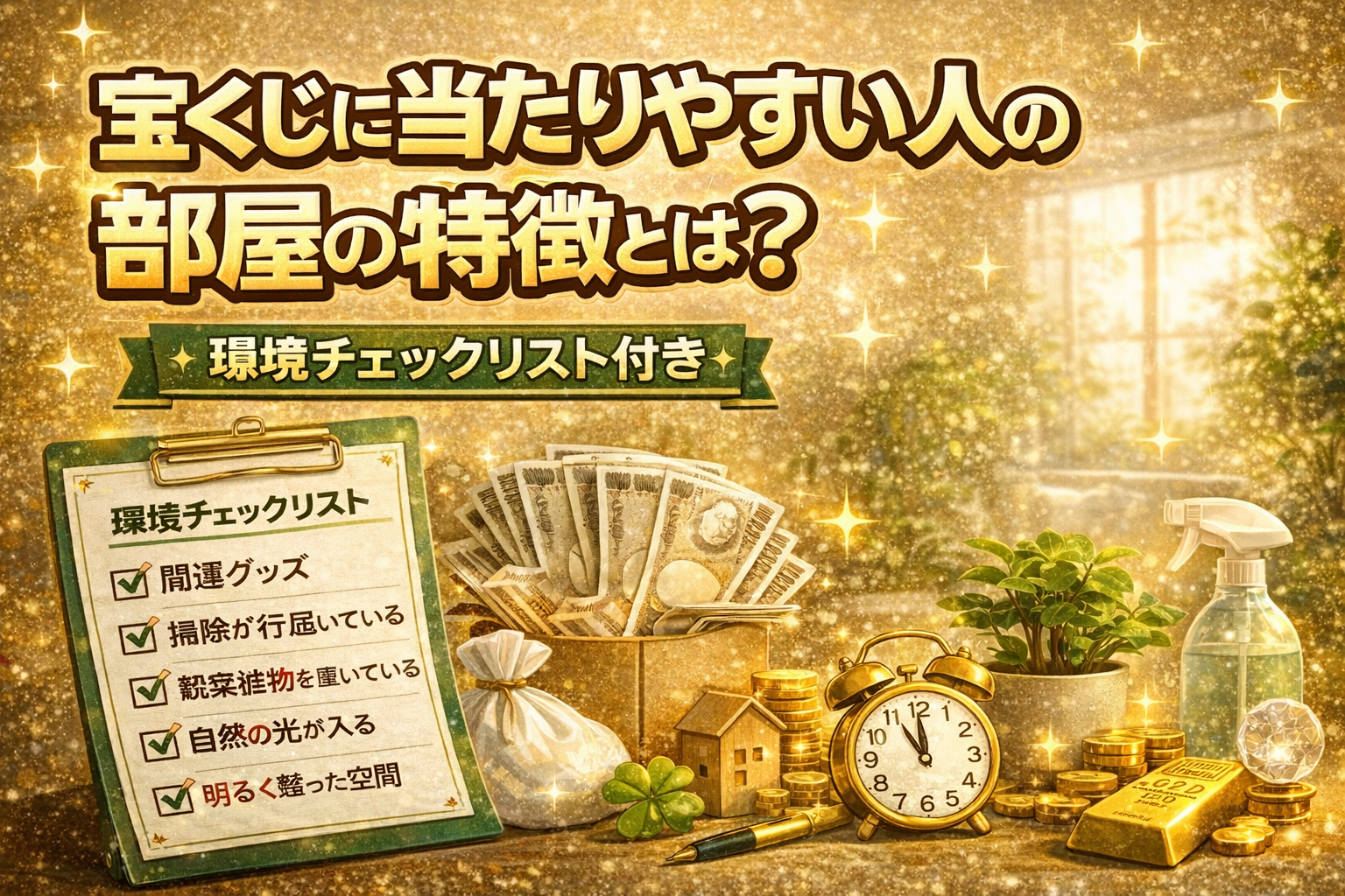 宝くじに当たりやすい人の部屋の特徴とは？環境チェックリスト付き