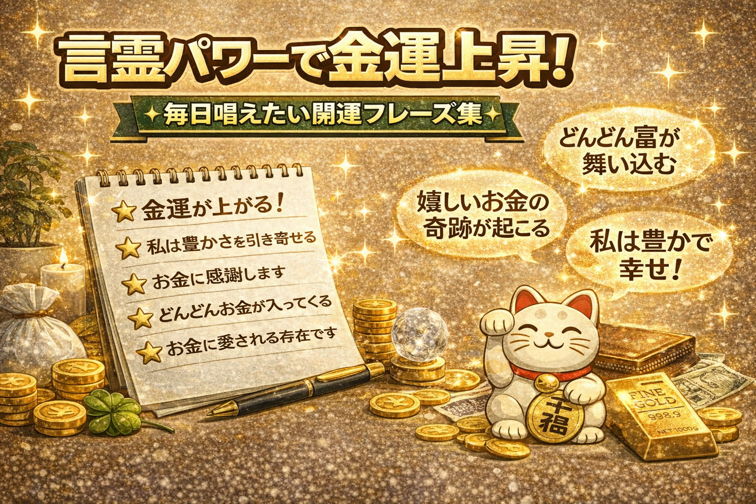 言霊パワーで金運上昇！毎日唱えたい開運フレーズ集